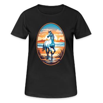 Cheval sur la plage - T-shirt respirant Femme - noir - Devant - AI Model Female 172 light (172cm)