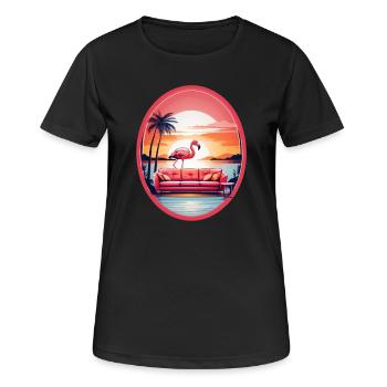 Flamingo Sofa - Frauen T-Shirt atmungsaktiv - Schwarz - Vorne - AI Model Female 172 light (172cm)