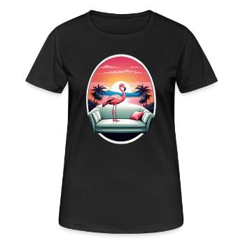 Flamingo Sofa - Frauen T-Shirt atmungsaktiv - Schwarz - Vorne - AI Model Female 172 light (172cm)