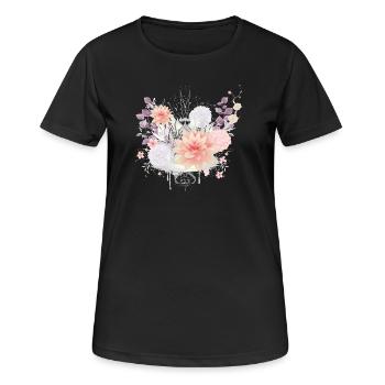 Composition des nénuphars et des fleurs d’hortensias - T-shirt respirant Femme - noir - Devant - AI Model Female 172 light (172cm)
