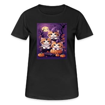 Trio de Chatons au style d'Halloween - T-shirt respirant Femme - noir - Devant - AI Model Female 172 light (172cm)