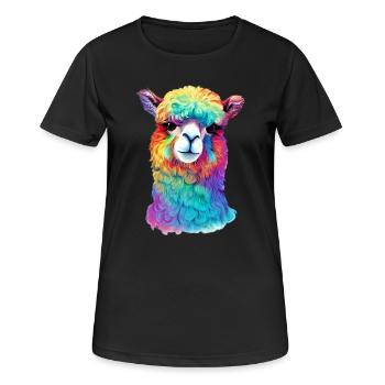 Alpaka - Frauen T-Shirt atmungsaktiv - Schwarz - Vorne - AI Model Female 172 light (172cm)