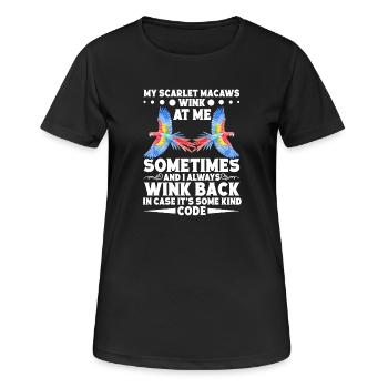 Mes aras écarlates me font parfois un clin d'œil - T-shirt respirant Femme - noir - Devant - AI Model Female 172 light (172cm)