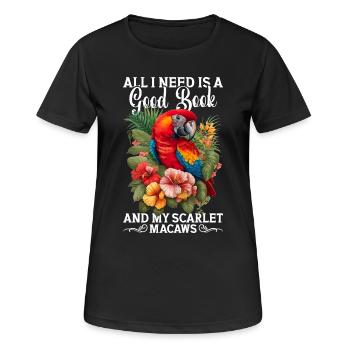 Motif Scarlet Macaw - T-shirt respirant Femme - noir - Devant - AI Model Female 172 light (172cm)