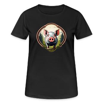 Cochon chanceux - T-shirt respirant Femme - noir - Devant - AI Model Female 172 light (172cm)
