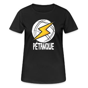 Boules de boules pour bouler et pétanque - T-shirt respirant Femme - noir - Devant - AI Model Female 172 light (172cm)
