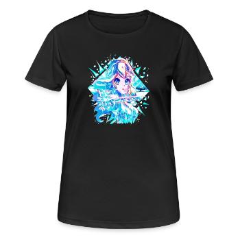 Anime Schneekönigin Eisprinzessin - Frauen T-Shirt atmungsaktiv - Schwarz - Vorne - AI Model Female 172 light (172cm)