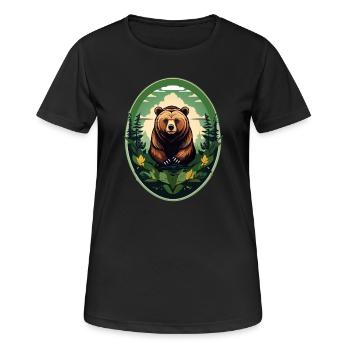 Ours brun - T-shirt respirant Femme - noir - Devant - AI Model Female 172 light (172cm)