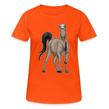 Pferd Golf Golfschläger - Frauen T-Shirt atmungsaktiv - Neonorange - Vorne - AI Model Female 172 dark (172cm)