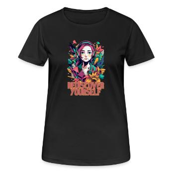 Rediscover Yourself- Trendy Aesthetic Graphic - Frauen T-Shirt atmungsaktiv - Schwarz - Vorne - AI Model Female 172 light (172cm)