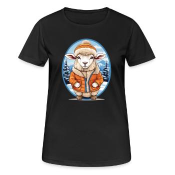 Süßes Schaf - Frauen T-Shirt atmungsaktiv - Schwarz - Vorne - AI Model Female 172 light (172cm)