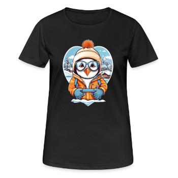 Süßer Pinguin - Frauen T-Shirt atmungsaktiv - Schwarz - Vorne - AI Model Female 172 light (172cm)