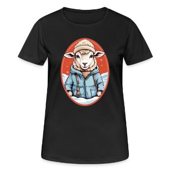 Süßes Schaf - Frauen T-Shirt atmungsaktiv - Schwarz - Vorne - AI Model Female 172 light (172cm)