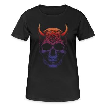 Crâne avec cornes - T-shirt respirant Femme - noir - Devant - AI Model Female 172 light (172cm)