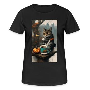 Katze verkleidet Halloween - Frauen T-Shirt atmungsaktiv - Schwarz - Vorne - AI Model Female 172 light (172cm)