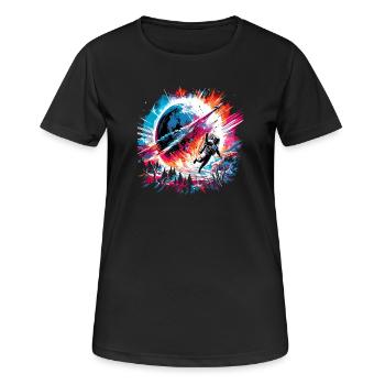 Impakt Astronaut Meteoriten Einschlag Vintage - Frauen T-Shirt atmungsaktiv - Schwarz - Vorne - AI Model Female 172 light (172cm)