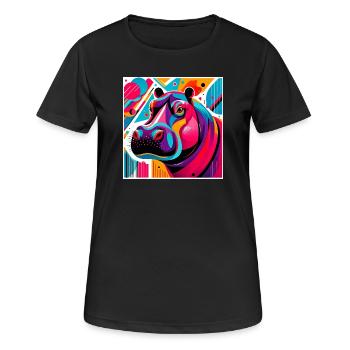 Nilpferd - Frauen T-Shirt atmungsaktiv - Schwarz - Vorne - AI Model Female 172 light (172cm)