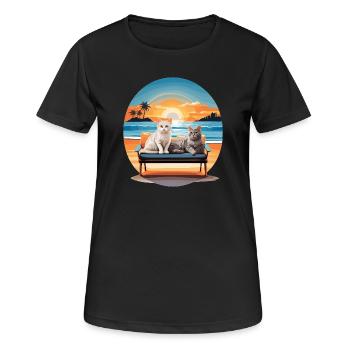 Katzen auf dem Sofa - Frauen T-Shirt atmungsaktiv - Schwarz - Vorne - AI Model Female 172 light (172cm)