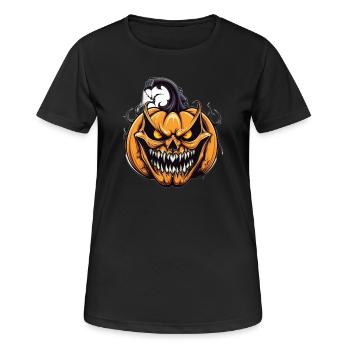 Gruseliger Kürbis mit Dämonenmaske - Frauen T-Shirt atmungsaktiv - Schwarz - Vorne - AI Model Female 172 light (172cm)