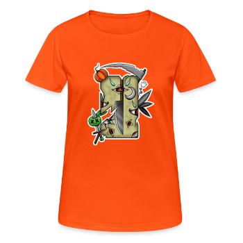 Beschädigtes Halloween-Tarot! - Frauen T-Shirt atmungsaktiv - Neonorange - Vorne - AI Model Female 172 dark (172cm)