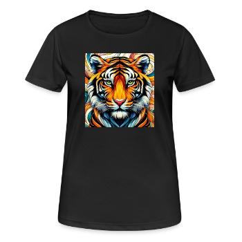 Tiger - Frauen T-Shirt atmungsaktiv - Schwarz - Vorne - AI Model Female 172 light (172cm)