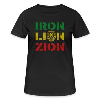 iron lion zion, rasta colours - T-shirt respirant Femme - noir - Devant - AI Model Female 172 light (172cm)