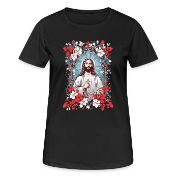 Jesus Christus - Frauen T-Shirt atmungsaktiv - Schwarz - Vorne - AI Model Female 172 light (172cm)