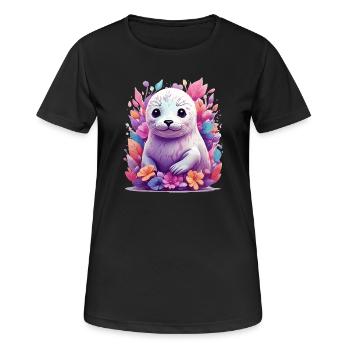 Süßer Seehund - Frauen T-Shirt atmungsaktiv - Schwarz - Vorne - AI Model Female 172 light (172cm)