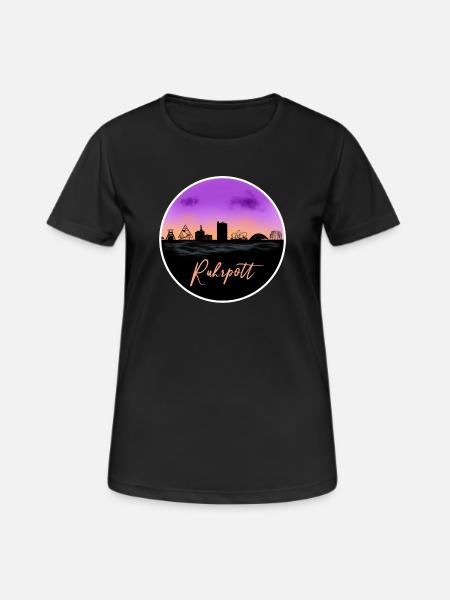 Ruhrpott Fineline Skyline - Frauen T-Shirt atmungsaktiv - Schwarz