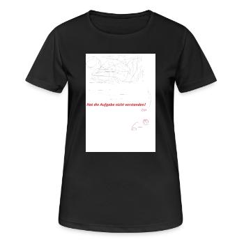 Aufgabenverwirrte Skizzen mit rotem Hinweis - Frauen T-Shirt atmungsaktiv - Schwarz - Vorne - AI Model Female 172 light (172cm)