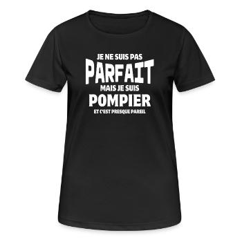 pompier, je suis pompier, super pompier - T-shirt respirant Femme - noir - Devant - AI Model Female 172 light (172cm)
