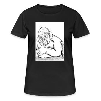 Nachdenklicher Gorilla - Frauen T-Shirt atmungsaktiv - Schwarz - Vorne - AI Model Female 172 light (172cm)