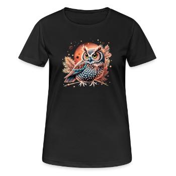 hibou_ chouette mignon - T-shirt respirant Femme - noir - Devant - AI Model Female 172 light (172cm)