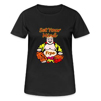 Liberté et expression de soi Méditation Design - T-shirt respirant Femme - noir - Devant - AI Model Female 172 light (172cm)