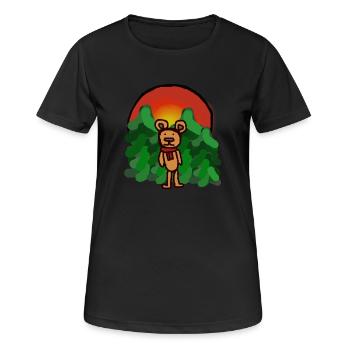Waldbewohner Märchen Bär alleine Einsamkeit Wald - Frauen T-Shirt atmungsaktiv - Schwarz - Vorne - AI Model Female 172 light (172cm)