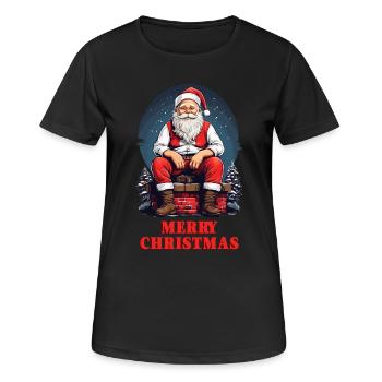 Père Noël sur la cheminée - T-shirt respirant Femme - noir - Devant - AI Model Female 172 light (172cm)