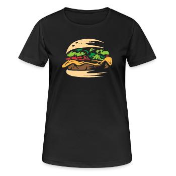 saftiger Burger selbstgemacht smash Restaurant - Frauen T-Shirt atmungsaktiv - Schwarz - Vorne - AI Model Female 172 light (172cm)