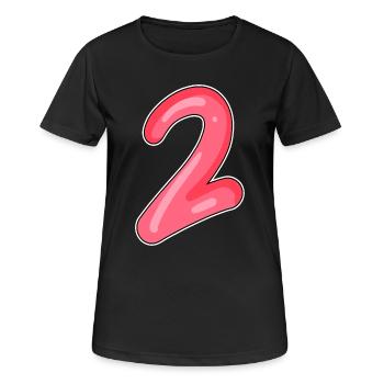 2 - Zahl - Nummer Zwei - Frauen T-Shirt atmungsaktiv - Schwarz - Vorne - AI Model Female 172 light (172cm)