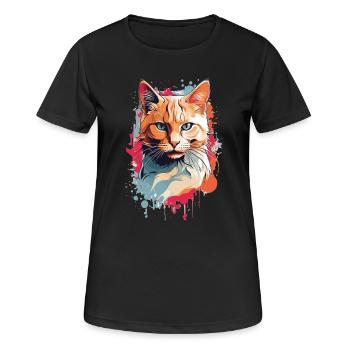 Süße dreifarbige Katze - Frauen T-Shirt atmungsaktiv - Schwarz - Vorne - AI Model Female 172 light (172cm)