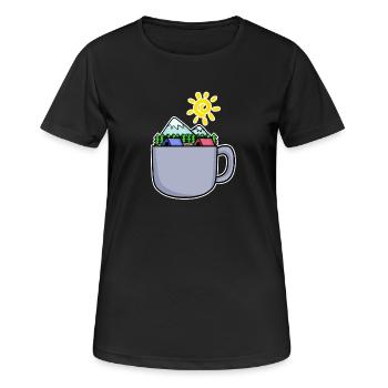 Berg Berge Gipfel Kaffee - Frauen T-Shirt atmungsaktiv - Schwarz - Vorne - AI Model Female 172 light (172cm)