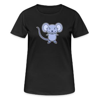 Dessin animé de souris - T-shirt respirant Femme - noir - Devant - AI Model Female 172 light (172cm)