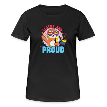 Fabelhaftes Faultier-Leben mit LGBT-Flagge - Frauen T-Shirt atmungsaktiv - Schwarz - Vorne - AI Model Female 172 light (172cm)