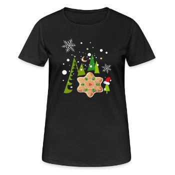 Advent, Pfefferkuchen, Kekse - Frauen T-Shirt atmungsaktiv - Schwarz - Vorne - AI Model Female 172 light (172cm)