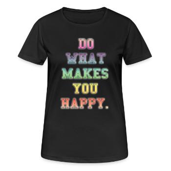 Inspirierende farbenfrohe Glücksbotschaft - Frauen T-Shirt atmungsaktiv - Schwarz - Vorne - AI Model Female 172 light (172cm)