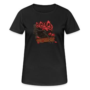 Bücher Design, Blutflecken, Rosenblüten - Frauen T-Shirt atmungsaktiv - Schwarz - Vorne - AI Model Female 172 light (172cm)
