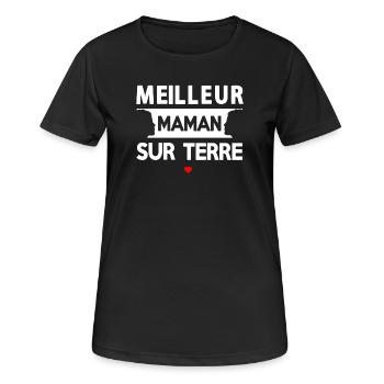 Citation Maternelle Sur Terre - T-shirt respirant Femme - noir - Devant - AI Model Female 172 light (172cm)