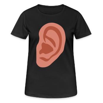 Großes Ohr - Frauen T-Shirt atmungsaktiv - Schwarz - Vorne - AI Model Female 172 light (172cm)