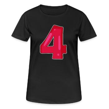 Zahl Vier Ziffer Nummer Vierter Vierte - Frauen T-Shirt atmungsaktiv - Schwarz - Vorne - AI Model Female 172 light (172cm)