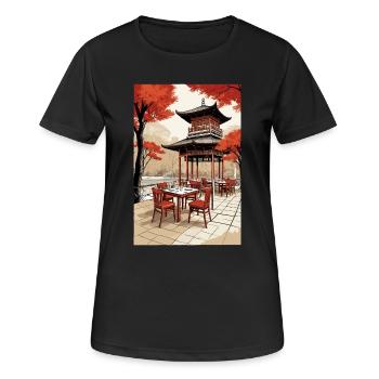 Asiatisches Kaffee - Frauen T-Shirt atmungsaktiv - Schwarz - Vorne - AI Model Female 172 light (172cm)