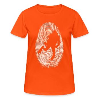 Sauvetage d’empreintes digitales : silhouette de la main secourable - T-shirt respirant Femme - orange néon - Devant - AI Model Female 172 dark (172cm)